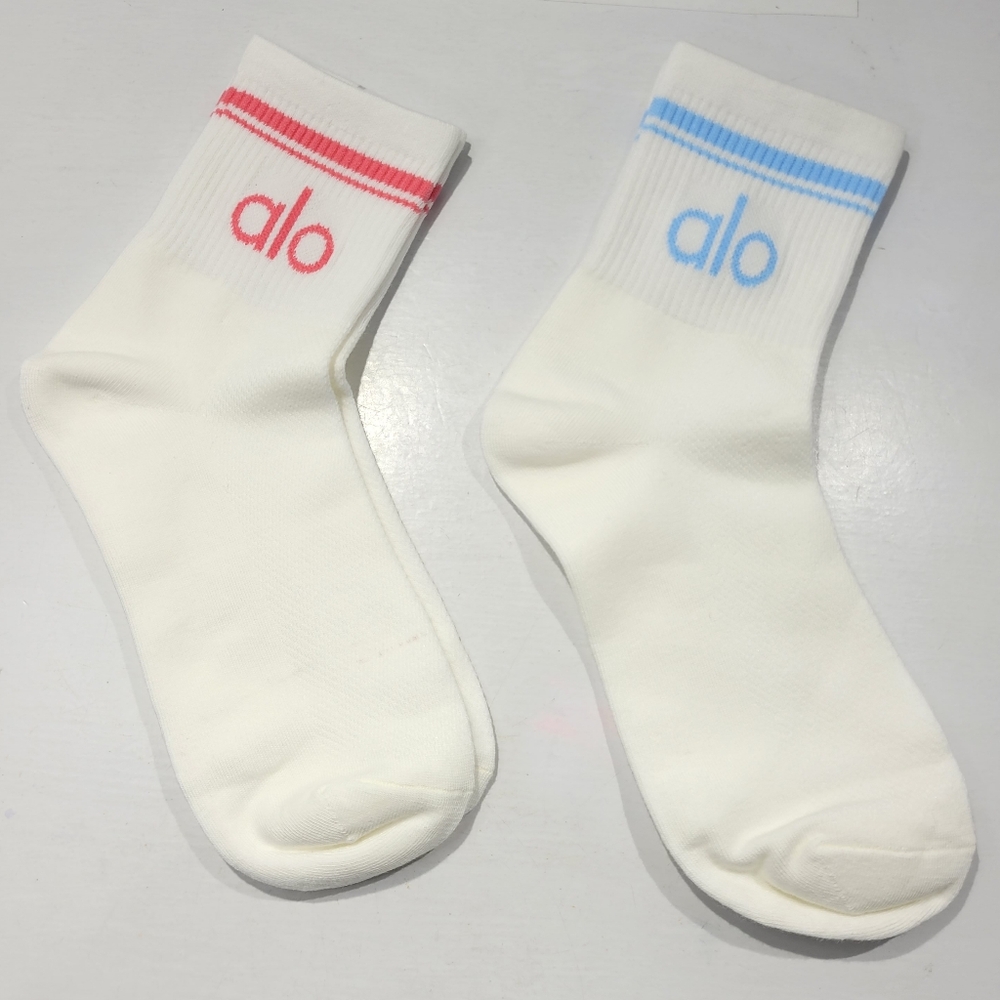 ALO YOGA HALF-CREW THROWBACK SOCK BUNDLE OF 2  SIZE L